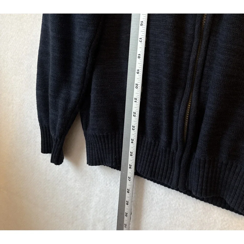 Tricots St Raphael Mock‎ Neck Full Zip Knit Cardigan Sweater Men's L Navy Preppy